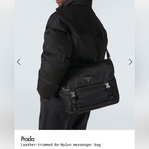 PRADA 165 Tessuto Nylon Saffiano Mens Double Buckle Messenger Bag in Black